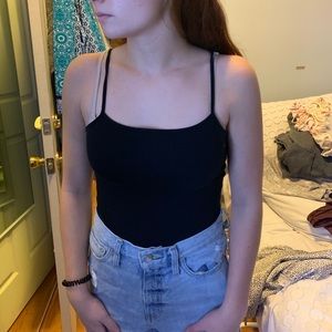 Plain black body suit